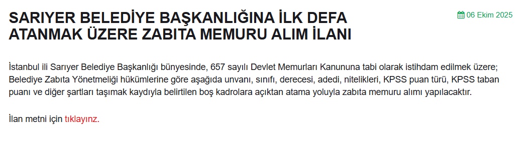 Devlet Kapısında Kariyer Fırsatı: Lise, Önlisans ve Lisans Mezunlarına Müjde! KPSS 65 Puanla Zabıta ve Ekonomist Alımı Yapılacak!