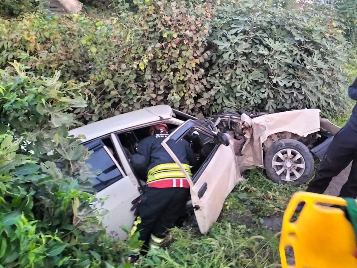 Samsun'un Çarşamba ilçesinde, ağaçlık alana düşen otomobildeki 2 kişi ağır yaralandı.