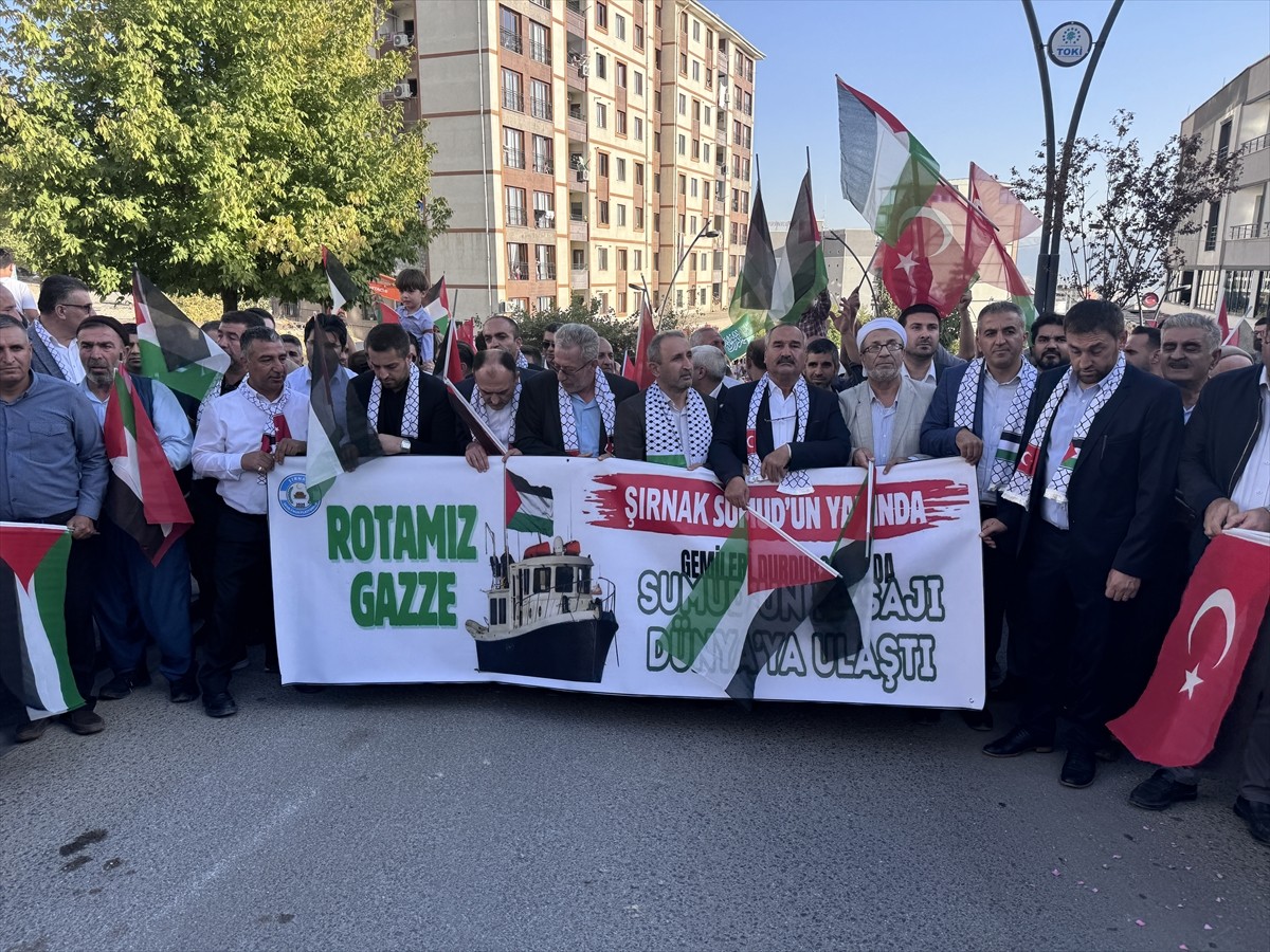 Şırnak’ta İsrail’in Filistin saldırıları yapılan yürüyüşle telin edildi. Şehr-i Nuh Platformu...