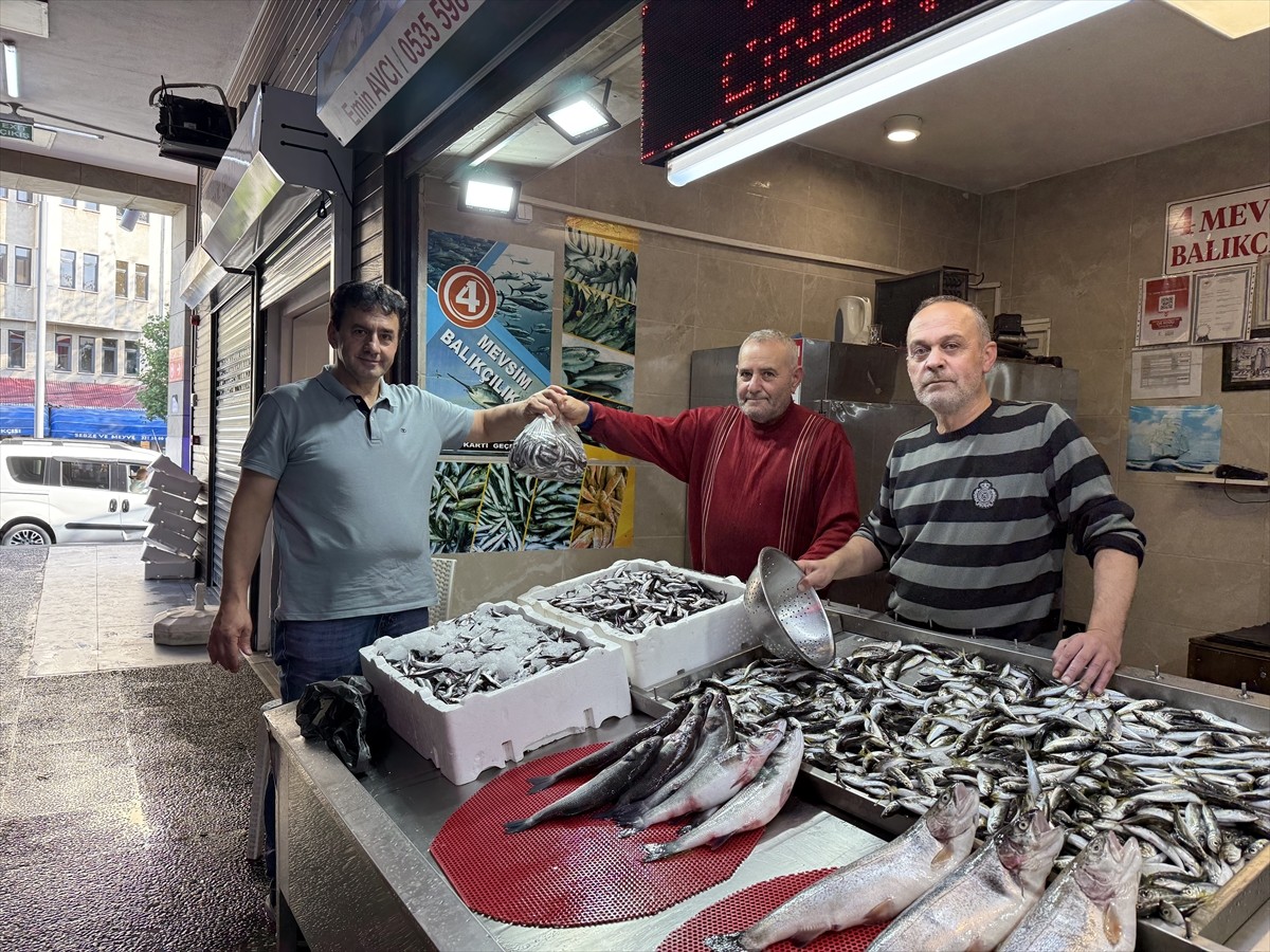 Trabzon'daki balıkçı tezgahlarını süsleyen istavrit, 100 liradan satışa sunuluyor.