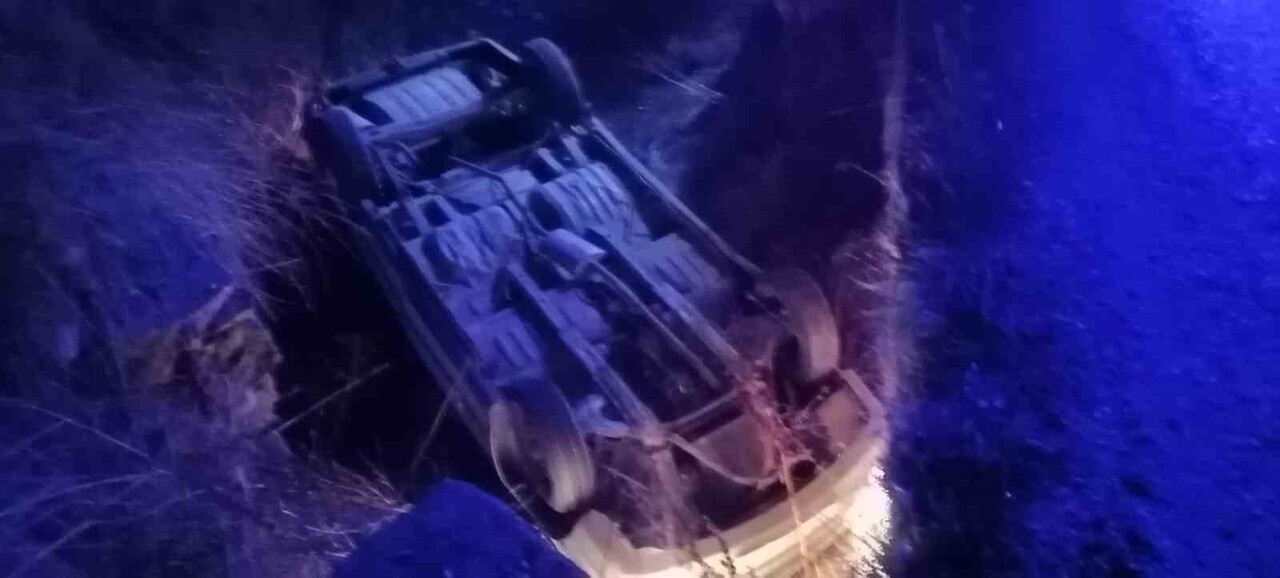 BURDUR'UN BUCAK İLÇESİNDE, KÖPEĞE ÇARPMAMAK İÇİN ANİ MANEVRA YAPAN SÜRÜCÜNÜN DİREKSİYON...