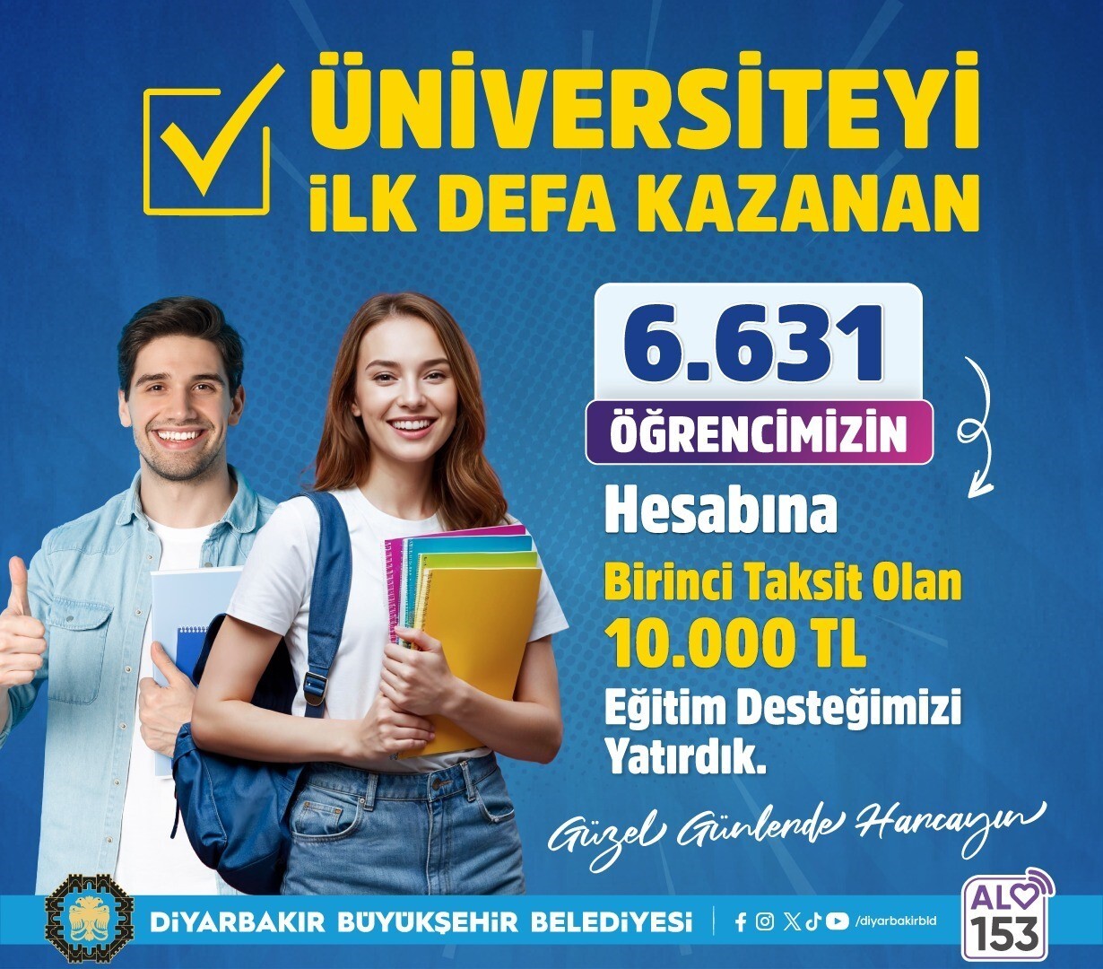 DİYARBAKIR BÜYÜKŞEHİR BELEDİYESİ, ÜNİVERSİTEYE BU YIL İLK KEZ YERLEŞEN 6 BİN 631 ÖĞRENCİYE TOPLAM...