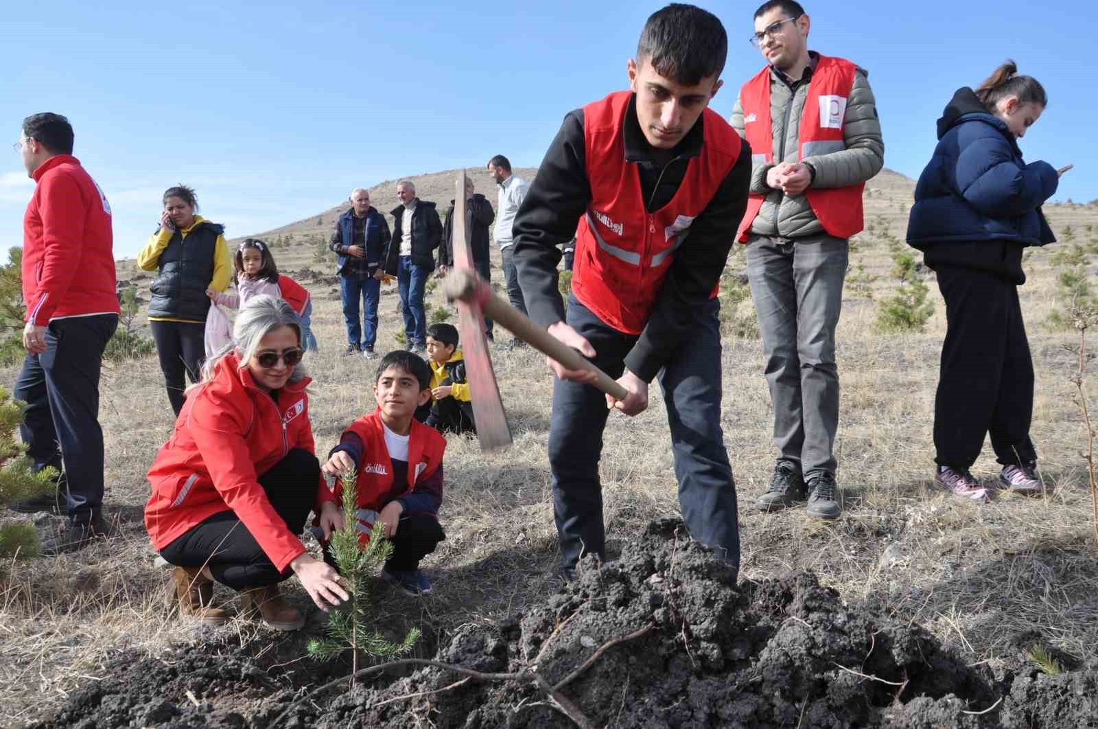 KARS’TA 5 BİN 500 FİDAN TOPRAKLA BULUŞTU(IŞIK ÇAPANOĞLU/KARS-İHA)