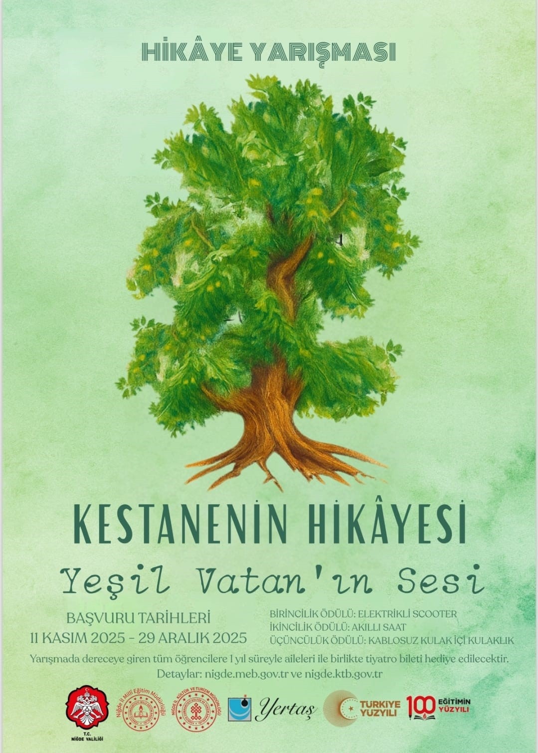 “KESTANENİN HİKAYESİ, YEŞİL VATAN’IN SESİ” HİKAYE YARIŞMASI BAŞLIYOR