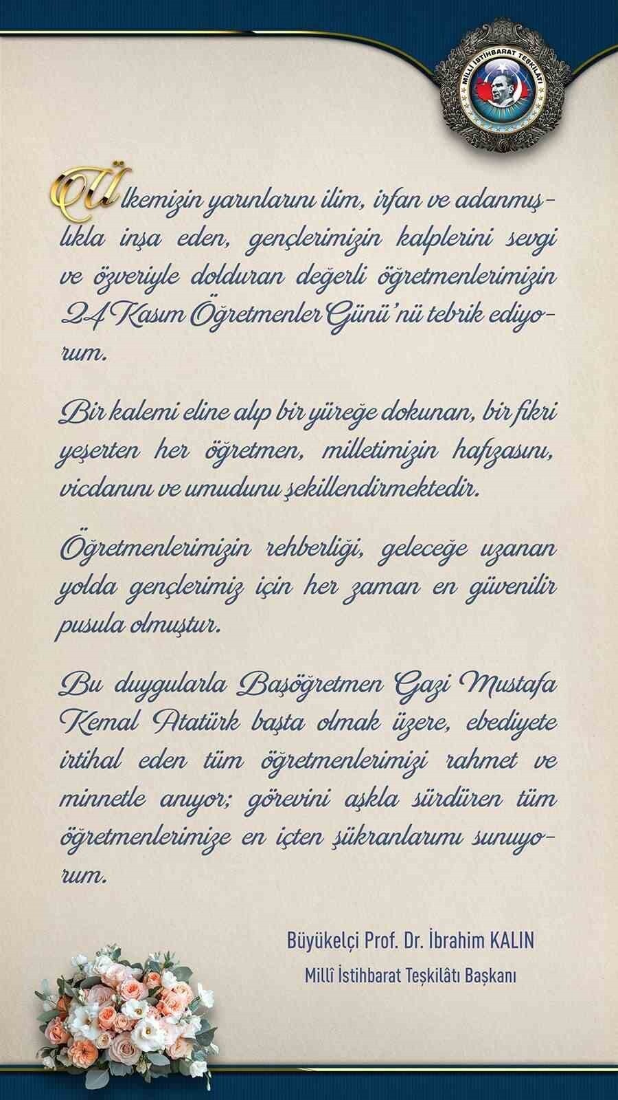 MİLLÎ İSTİHBARAT TEŞKİLÂTI (MİT) BAŞKANI İBRAHİM KALIN, "ÖĞRETMENLERİMİZİN REHBERLİĞİ GENÇLERİMİZ...
