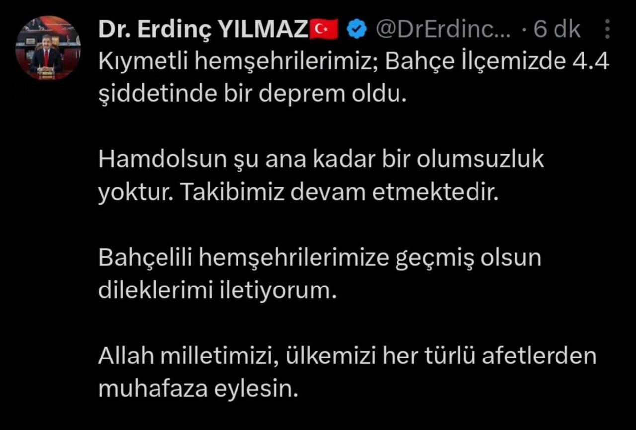 OSMANİYE VALİSİ ERDİNÇ YILMAZ'IN PAYLAŞIMI