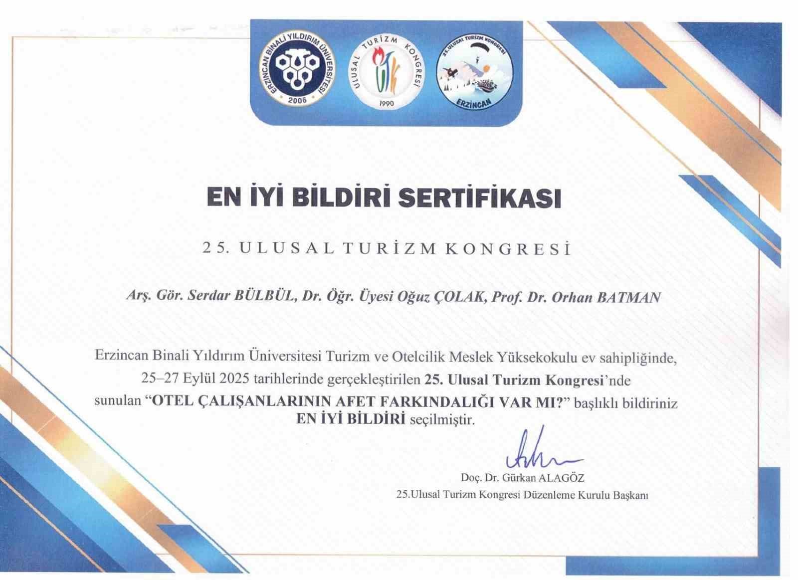 SUBÜ TURİZM FAKÜLTESİ ÖĞRETİM ELEMANLARI, 25’İNCİ ULUSAL TURİZM KONGRESİ’NDE SUNDUKLARI...