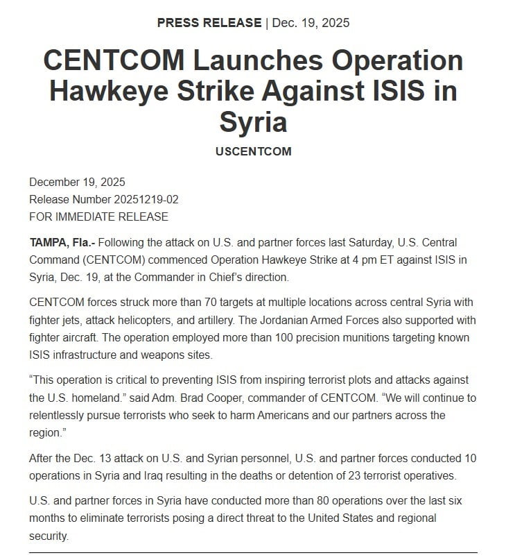 ABD ORDUSUNDAN OPERASYON AÇIKLAMASI: "70’TEN FAZLA DEAŞ HEDEFİ VURULDU"