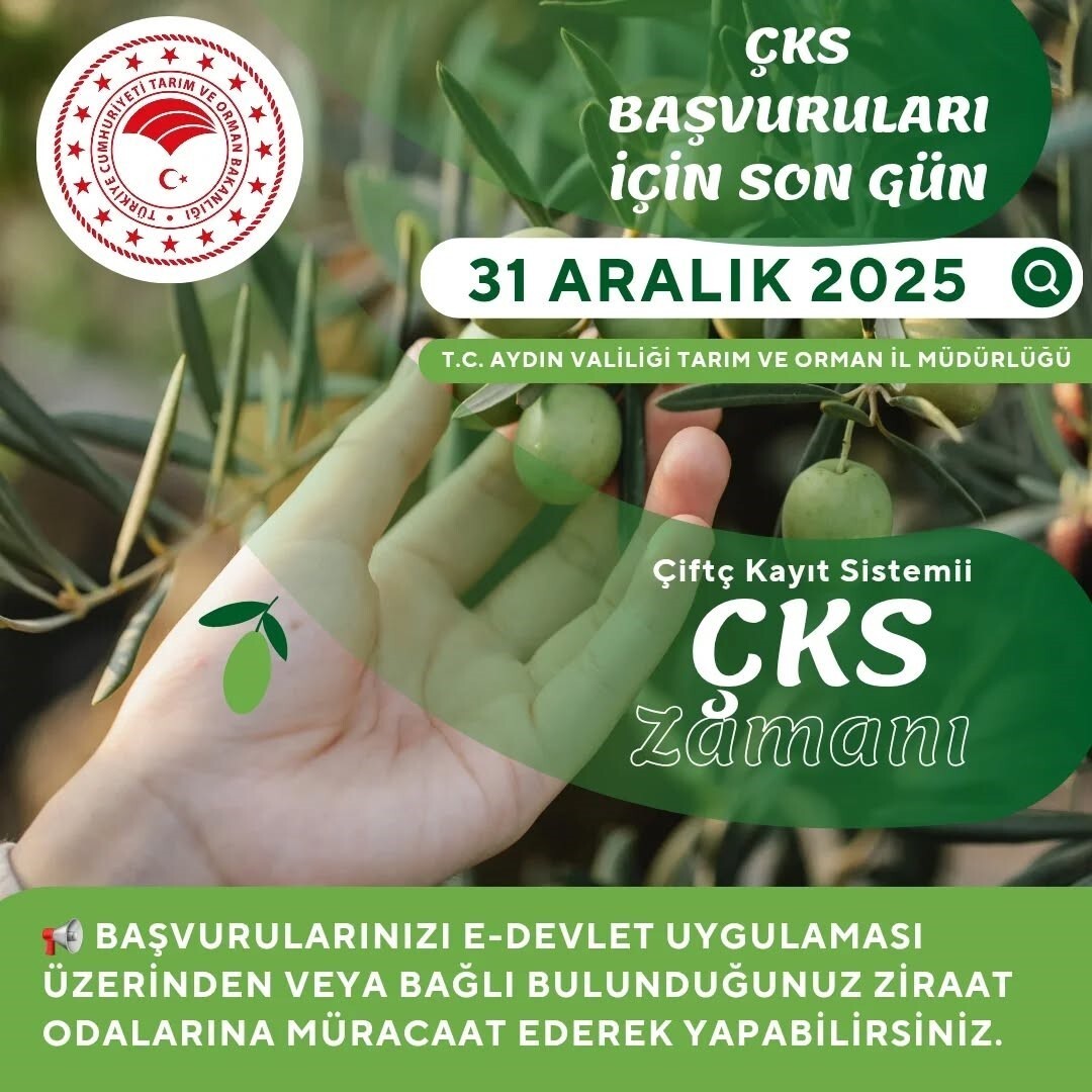 AYDIN İL TARIM VE ORMAN MÜDÜRLÜĞÜ, 2026 ÜRETİM YILI ÇİFTÇİ KAYIT SİSTEMİ (ÇKS) BAŞVURULARINDA SONA...