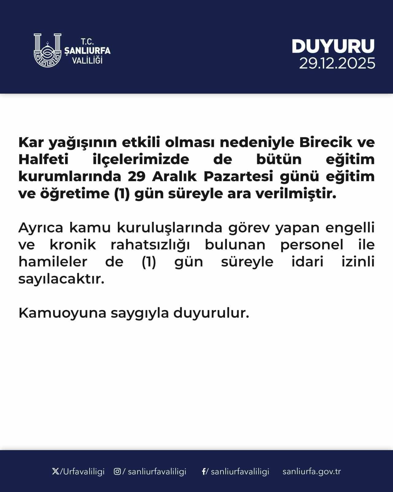 KAR TATİLİ İL GENELİNE YAYILDI