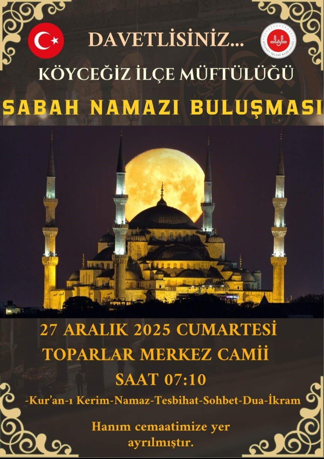 KÖYCEĞİZLİLER SABAH NAMAZI BULUŞMASINA DAVET EDİLDİ
