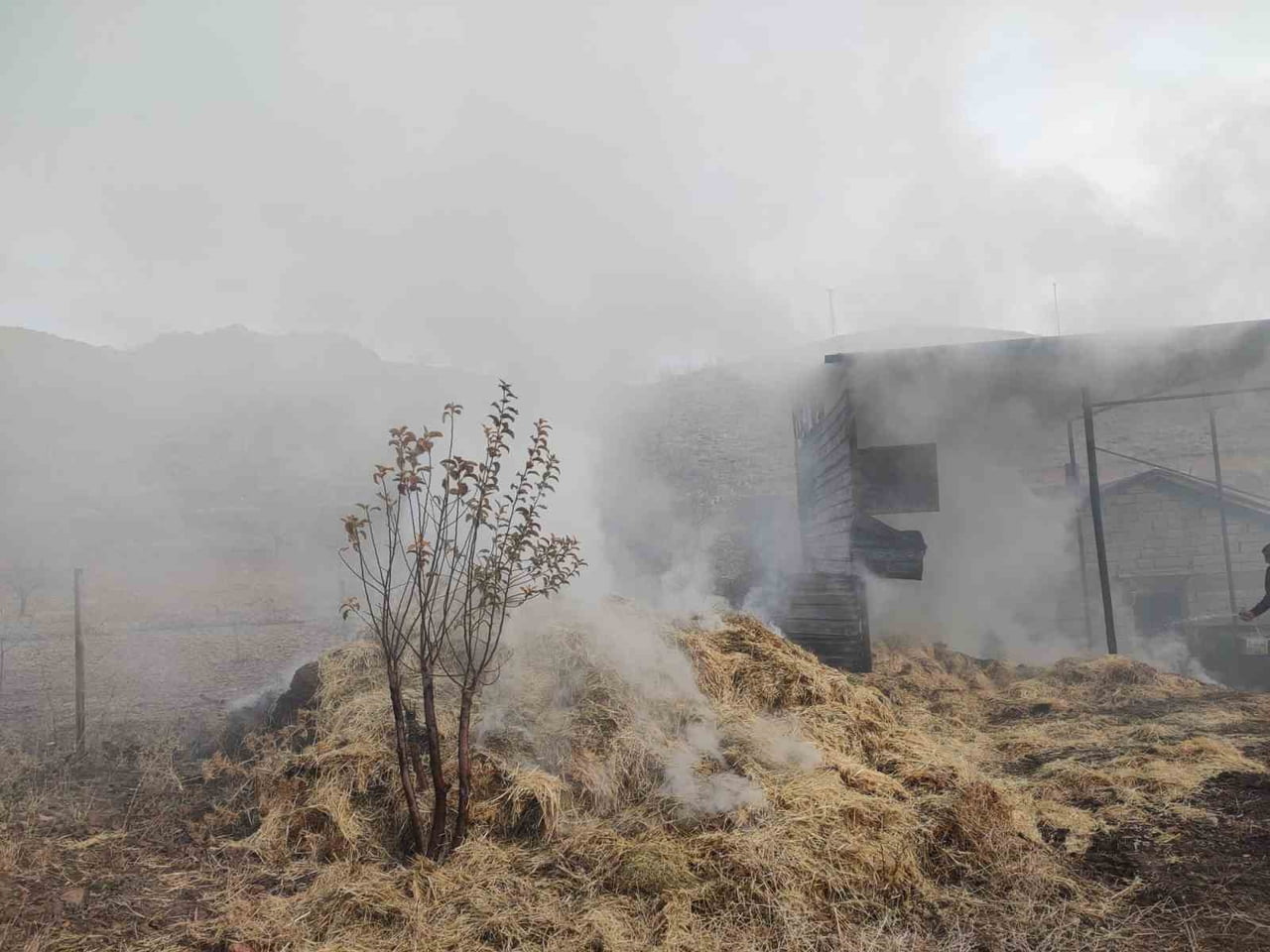 MALATYA'NIN KUNCAK İLÇESİNDE BİR BESİ ÇİFTLİĞİNDE YANGIN ÇIKTI. YARALANANIN OLMADIĞI YANGIN...