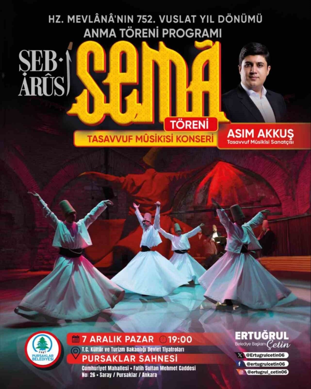 PURSAKLAR BELEDİYESİ, MEVLANA CELALEDDİN-İ RÛMİ’NİN 752. VUSLAT YIL DÖNÜMÜ KAPSAMINDA ANMA...