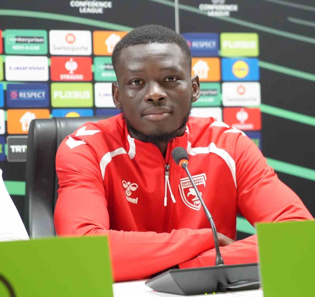 SAMSUNSPOR FUTBOLCUSU MARİUS MOUANDİLMADJİ, AEK MAÇI ÖNCESİ KATILDIĞI BASIN TOPLANTISINDA ÖNEMLİ...