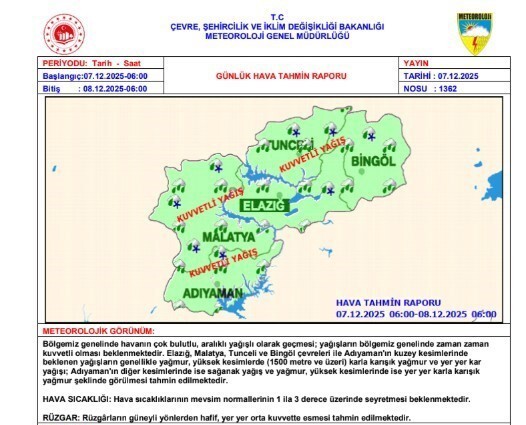 TUNCELİ’DE ŞİDDETLİ YAĞMUR VE FIRTINA ETKİLİ OLDU.