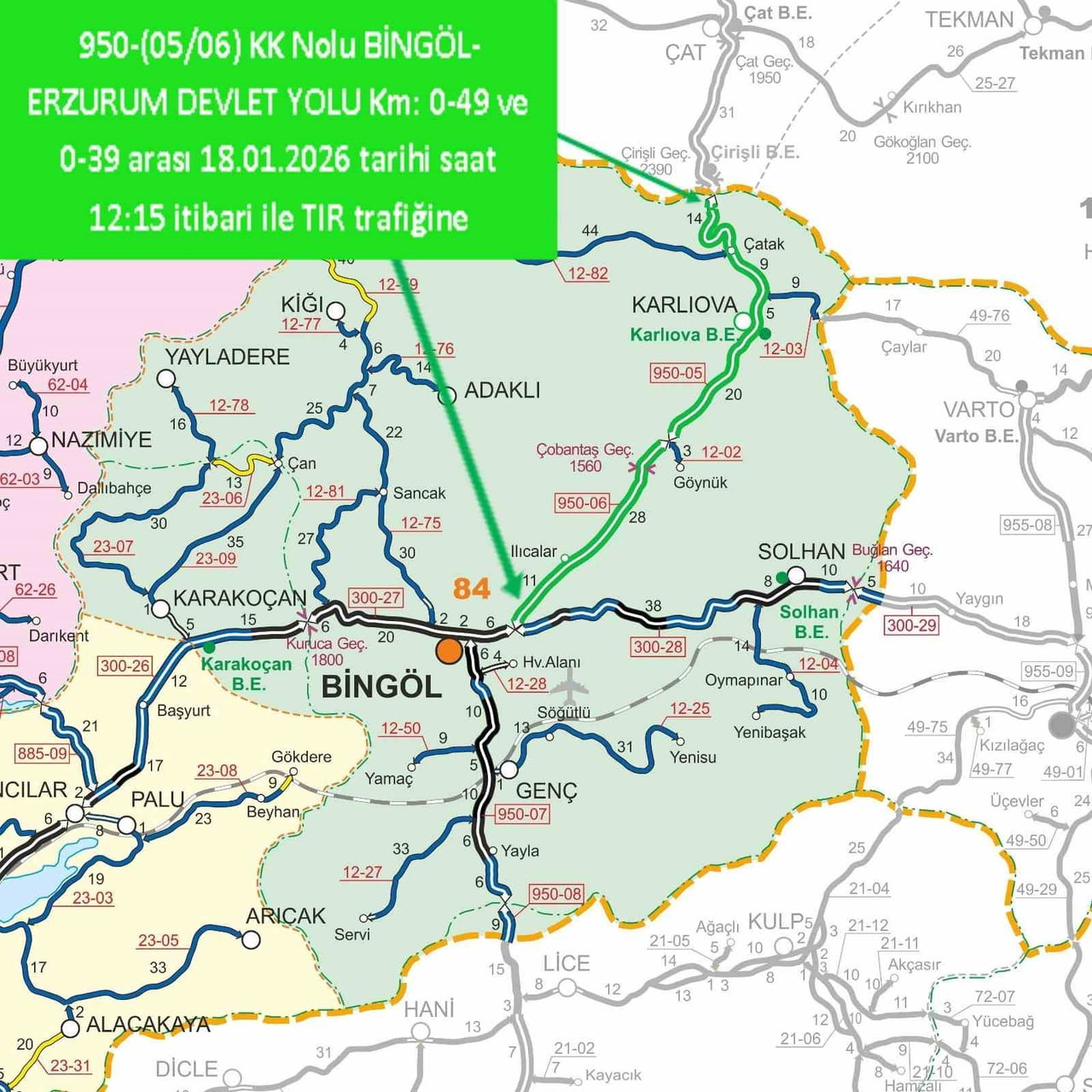 BİNGÖL’DE ETKİLİ OLAN KAR YAĞIŞI SONRASI TIR TRAFİĞİNE KAPANAN ELAZIĞ, DİYARBAKIR VE ERZURUM...