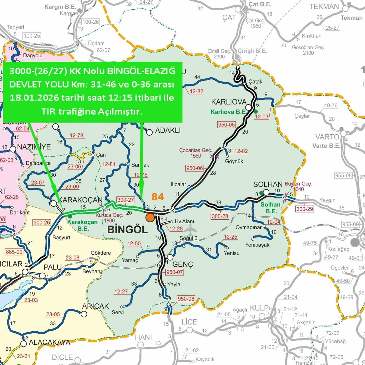 BİNGÖL’DE ETKİLİ OLAN KAR YAĞIŞI SONRASI TIR TRAFİĞİNE KAPANAN ELAZIĞ, DİYARBAKIR VE ERZURUM...