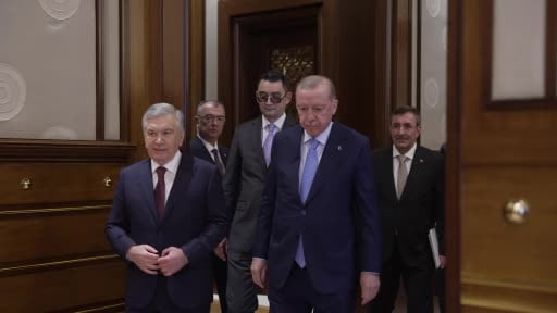 Cumhurbaşkanı Erdoğan, Özbekistan Cumhurbaşkanı Şevket Mirziyoyev ile bir araya geldi