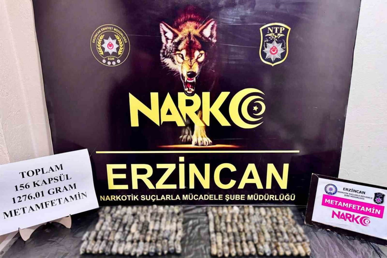ERZİNCAN’DA 1 KİLO 276 GRAM METAMFETAMİN ELE GEÇİRİLDİ