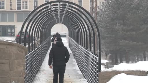 Kars'ta soğuktan ağaçlar kırağı tuttu