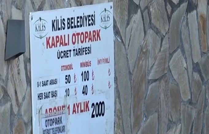 KİLİS BELEDİYESİNE AİT KAPALI OTOPARKTA ÜCRETLERE YÜZDE 100 ORANINDA ZAM YAPILDI. YAPILAN...