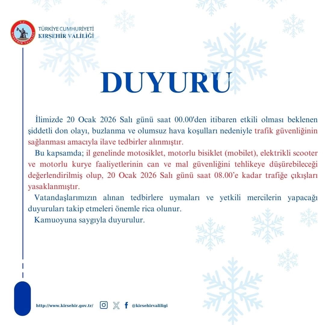 KIRŞEHİR VALİLİĞİN AÇIKLAMASI