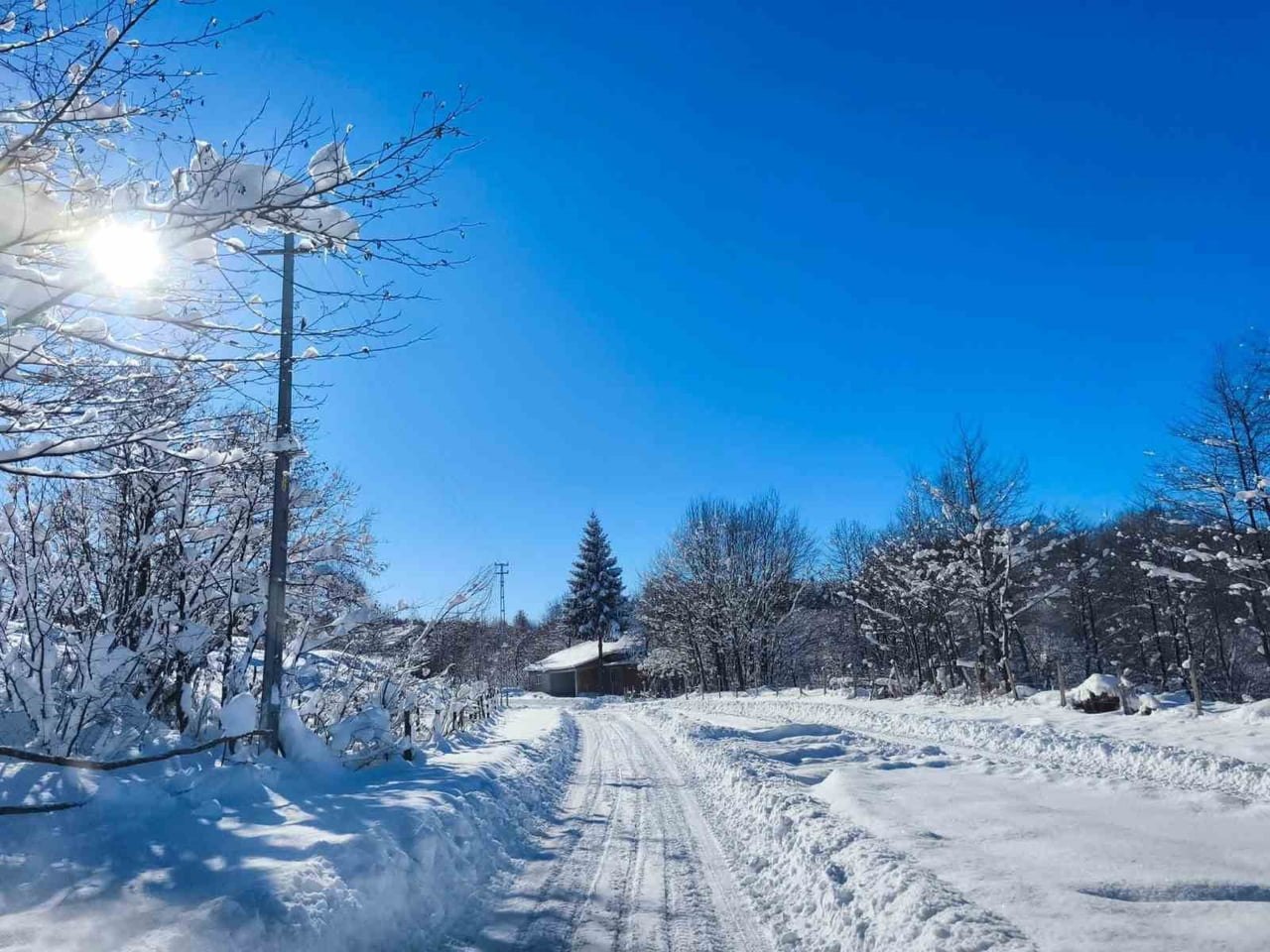 KUMRU İLÇESİNDE KAR MANZARASI